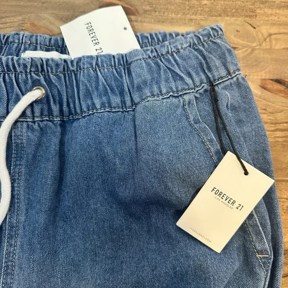 Forever 21 Womens Drawstring Blue Jean Pants Medium - Picture 5 of 8